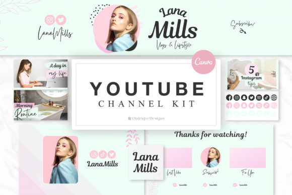 Aesthetic Mint YouTube Channel Kit