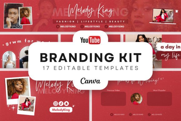 Aesthetic YouTube Branding Kit in Red
