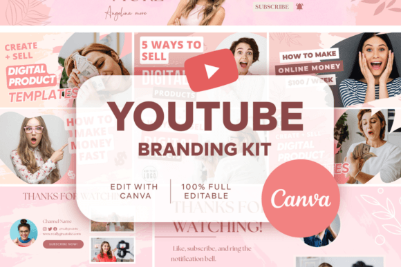 Editable YouTube Branding Kit with Canva