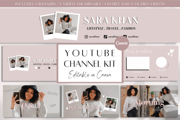 Blush Aesthetic YouTube Channel Kit
