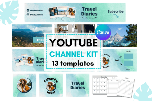 Editable Travel YouTube Branding Kit