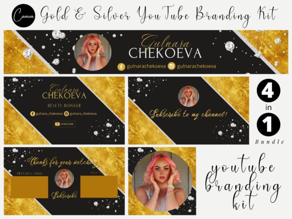 Gold & Silver YouTube Branding Kit