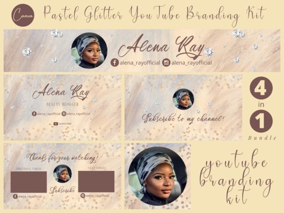 Pastel Glitter YouTube Branding Kit