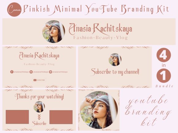 Pinkish Minimal YouTube Branding Kit