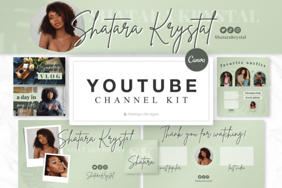 Sage Green YouTube Channel Kit in Canva