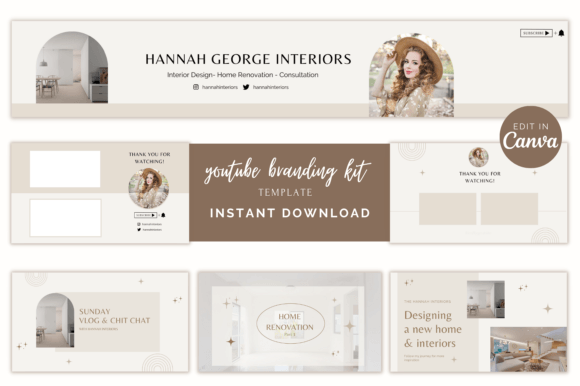 Elegant Boho YouTube Branding Kit