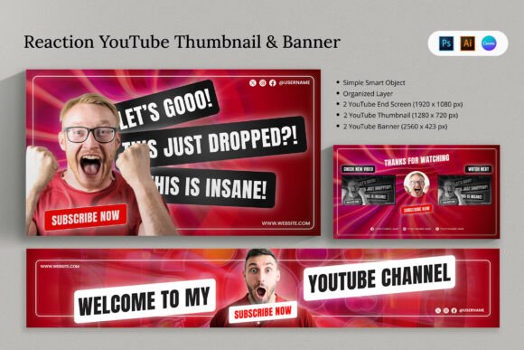 High-Impact Reaction YouTube Branding Kit