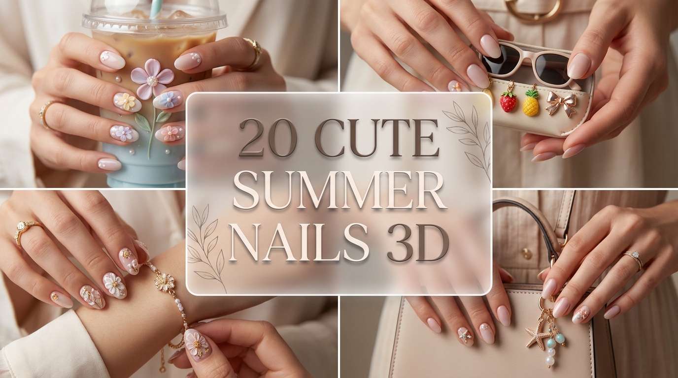 🌺 20 Cute Summer Nails 3d Ideas with Tiny Charms and Bows