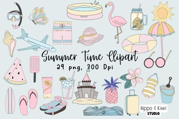 Vibrant Summer Beach Clipart Collection