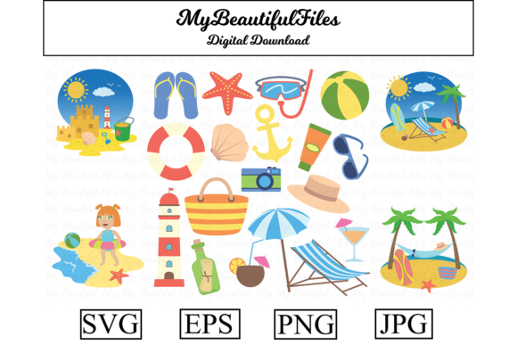 Beach Illustration Digital Bundle