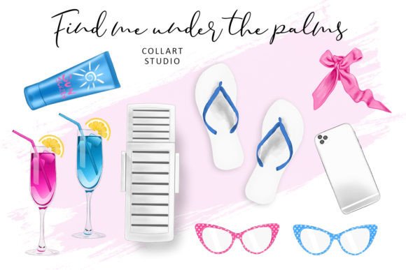 Hand Drawn Beach Vacation Clipart Set