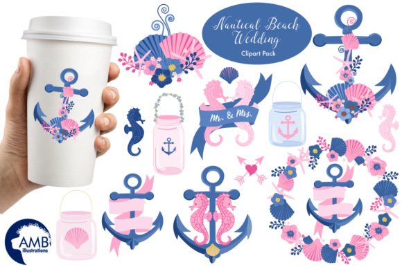 Beach Wedding Nautical Clipart Set