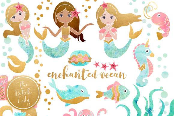High-Resolution Mermaid Ocean Clipart Set