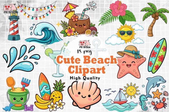 High-Resolution Beach Clipart
