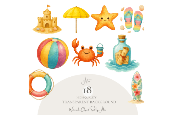 Vibrant Summer Beach Elements Set