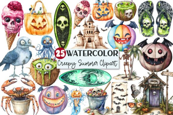 Spooky Beach Clipart Collection