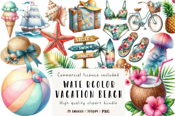 Summer Beach Digital Clipart Collection