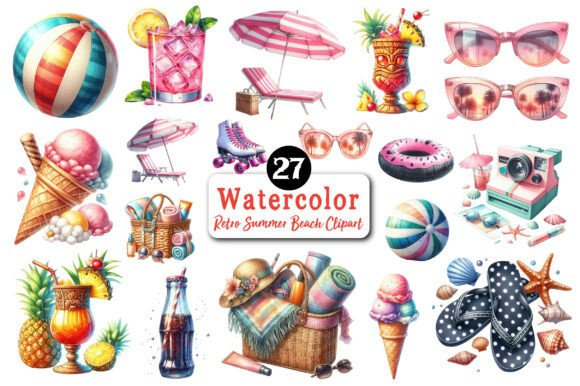 Retro Summer Beach Sublimation Clipart