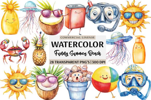 Colorful Summer Beach Clipart Pack