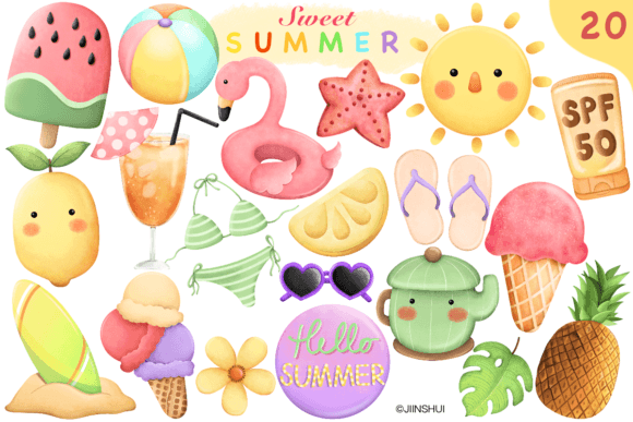 Hand-Drawn Summer Beach Clipart Bundle
