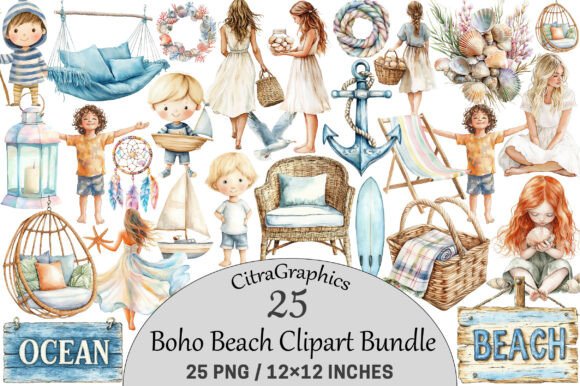Bohemian Beach Art Graphics Collection