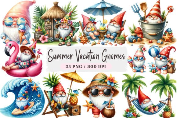 Gnome Beach Clipart Collection