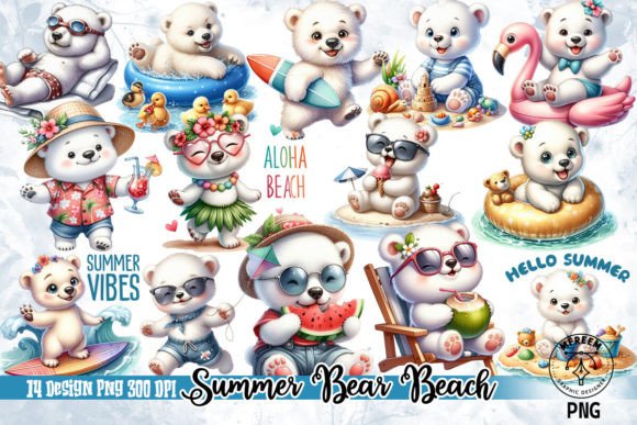 Summer Bear Beach Clipart
