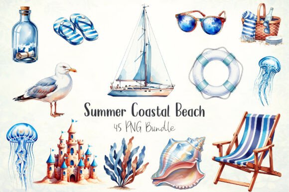 Summer Coastal Beach Watercolor Designs