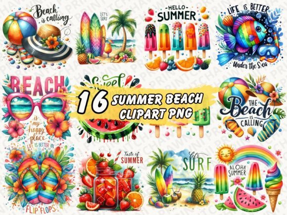 Summer Beach Clipart PNG Collection