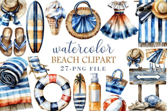 Creative Watercolor Beach Art Package