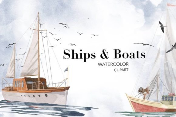 Watercolor Ocean Clipart Set