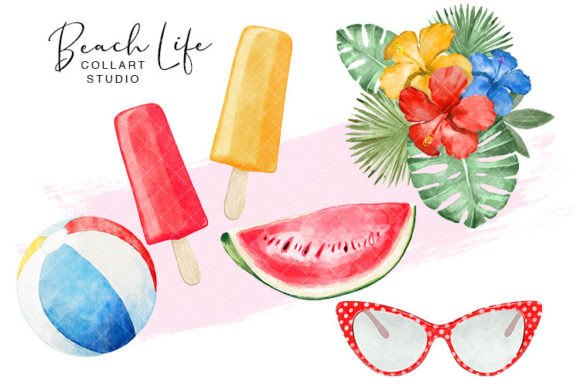 Hand Drawn Beach Vacation Clipart Set
