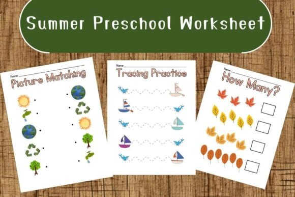 Summer Preschool Activity Worksheets Bundle
