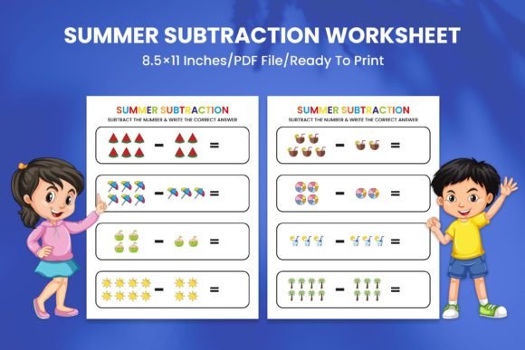 Summer Subtraction Worksheet Pack