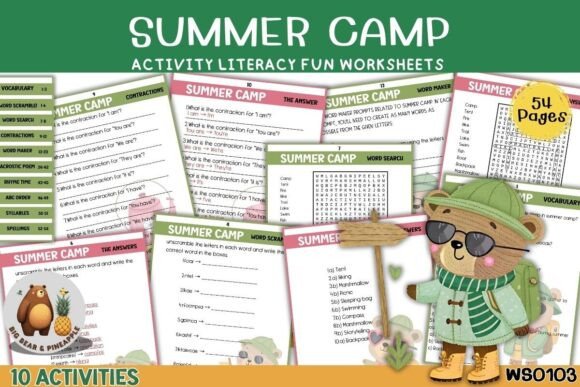 Summer Camp Literacy Fun Worksheets