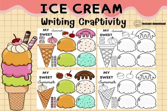 My Sweet Summer Ice Cream Writing Worksheet Pack