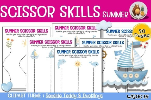 Summer Scissor Skills Cutting Practice Worksheet
