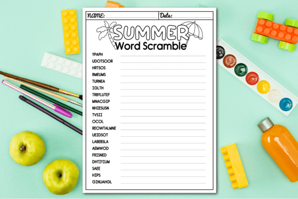 Summer Word Scramble Vocabulary Puzzles Printable PDF