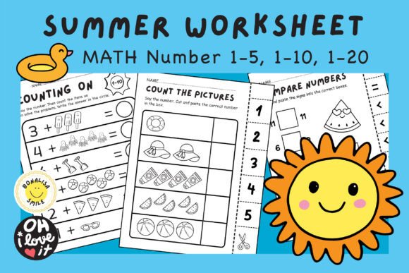 Summer Math Worksheets: Numbers 1-20