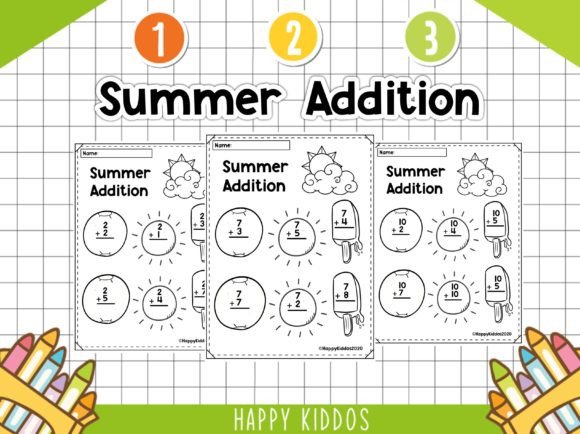 Summer Addition Worksheets PDF