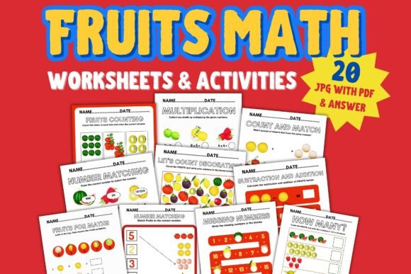 Fruits-Themed Math Worksheets Printable Pack