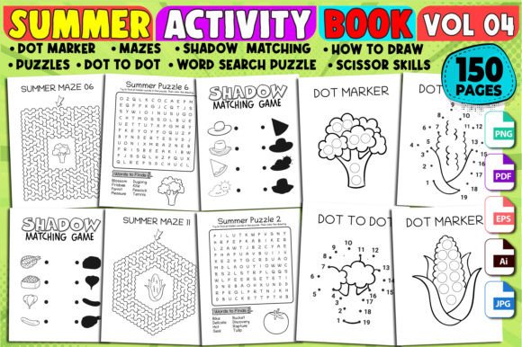 Summer Activity Workbook with Mazes, Puzzles & Drawing Pages