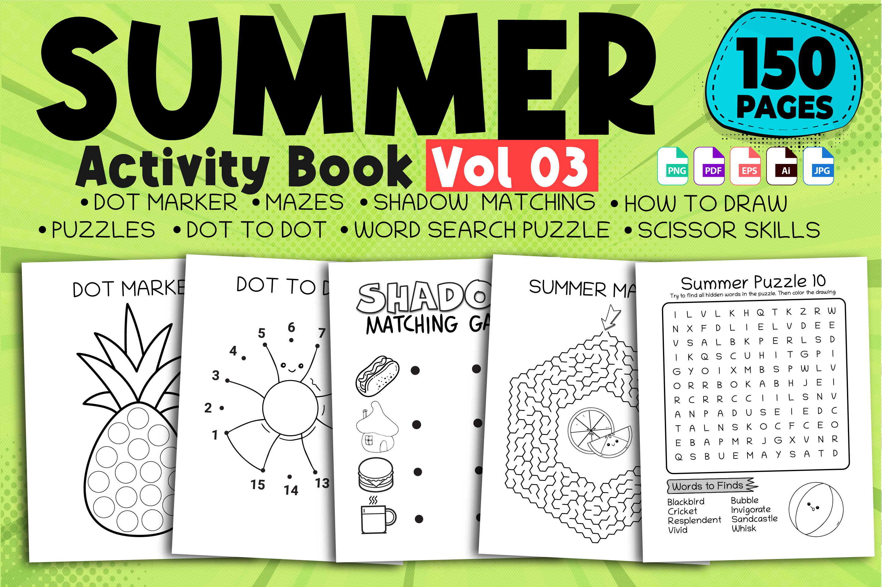 Summer Activity Workbook: Puzzles, Mazes, Drawing & Cut-Out Fun