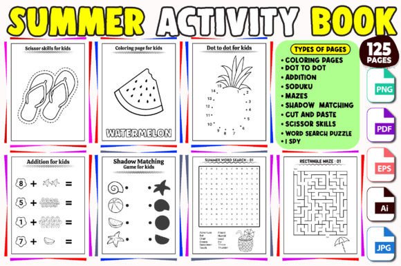 Summer Activity Book: 125 Puzzles, Games & Coloring Pages
