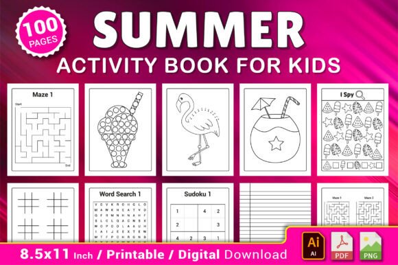 Summer Activity Book: Puzzles, Mazes, Coloring & More