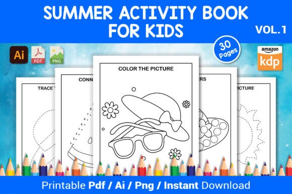 Summer Activity Book: Coloring, Tracing & Puzzles