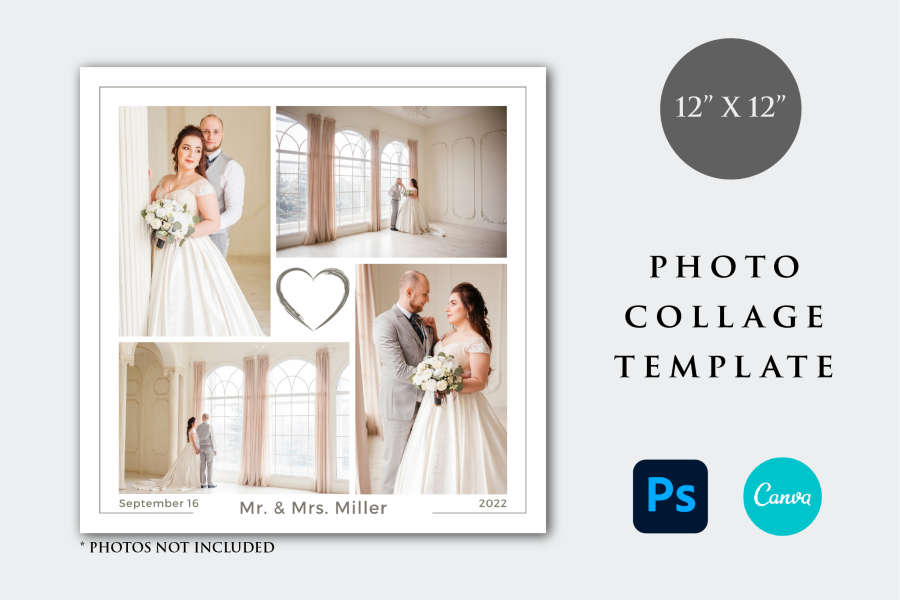 Editable Wedding Photo Collage Template
