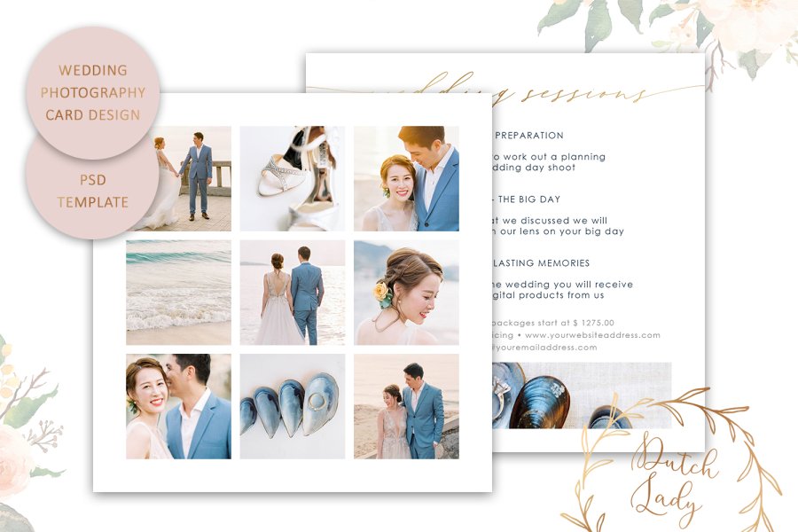 Customizable Wedding Photo Card Template
