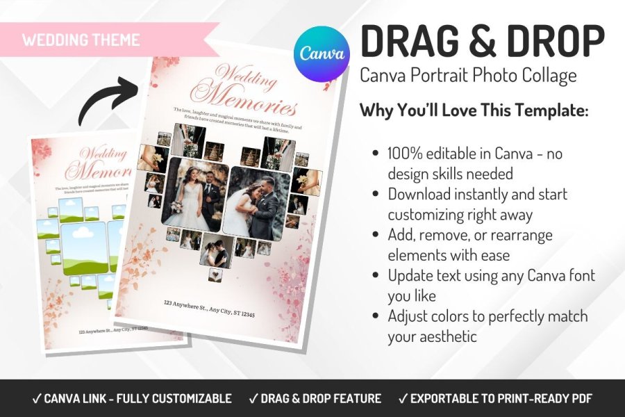 Customizable Wedding Photo Collage Template