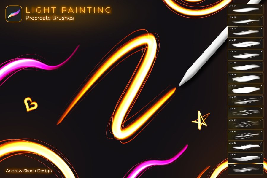 Light Painting Brushes for Procreate
